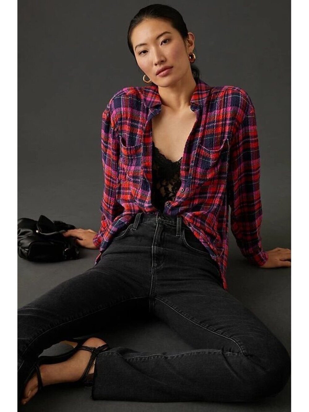 Pilcro Anthropologie Plaid Shirt S Relaxed Fit Flannel style Oversized Fall